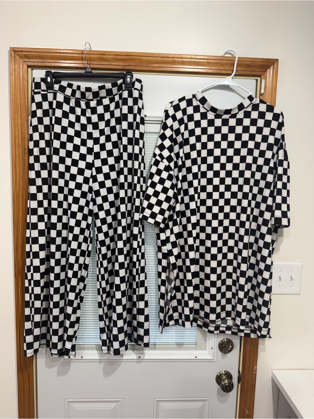 Dressed in Lala Black & White Checkered  Set - Cozy Two-Piece